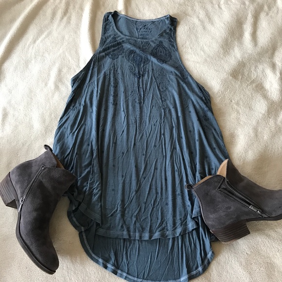AEO Blue Printed Tank Top - Picture 1 of 6